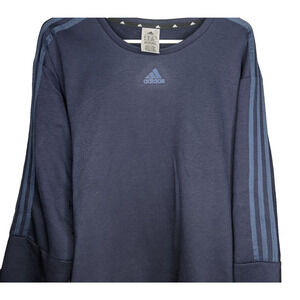NEW Adidas Blue Crew Neck 3 Stripe Fleece Men's Sweatshirt Size XL Soft Gift